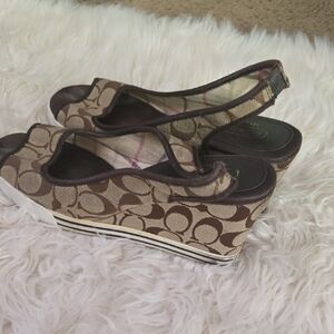 Coach Brown Wedges with Signature Monogram